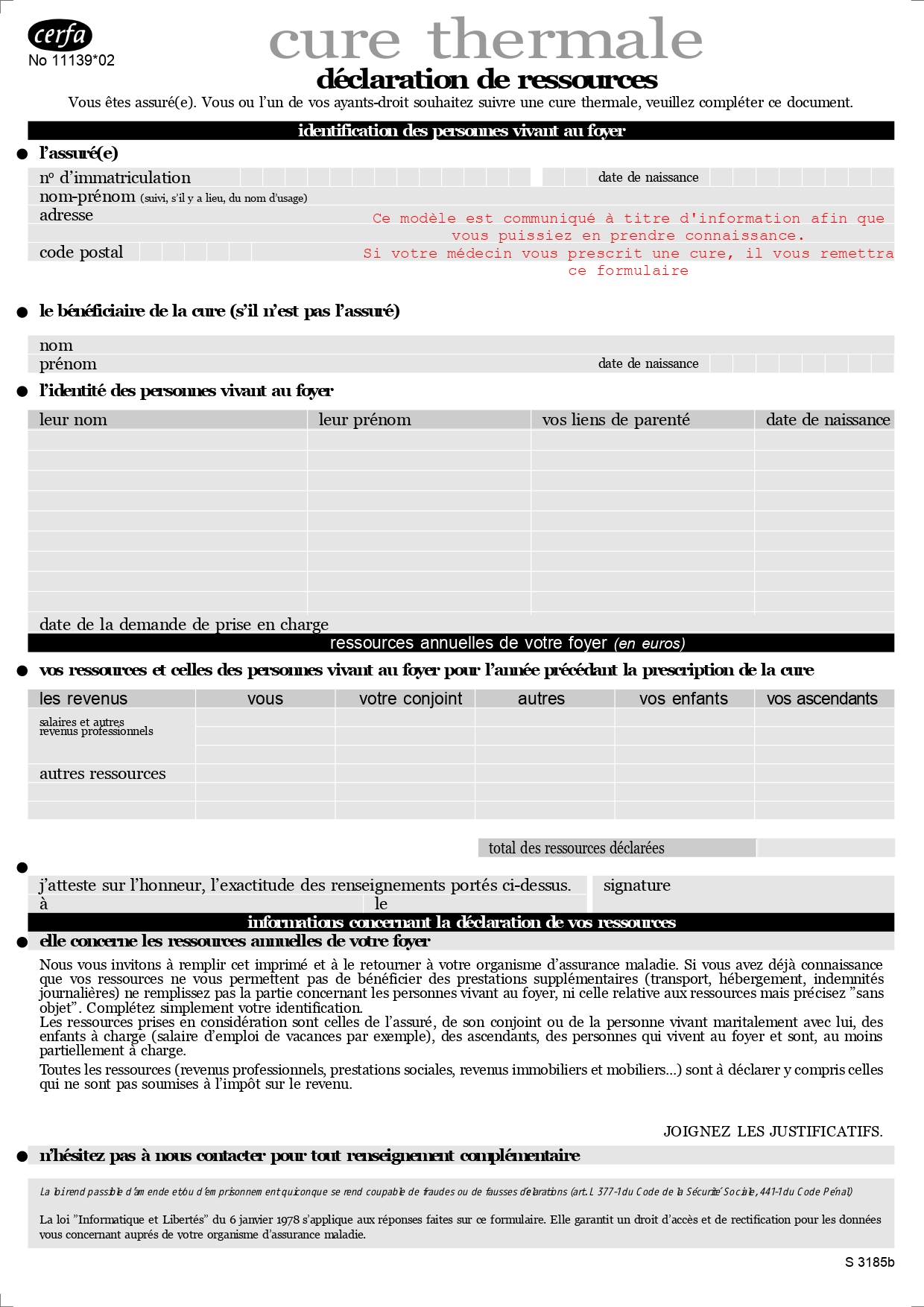 cerfa 11139 2 déclaration de ressources - Le Guide du Thermalisme